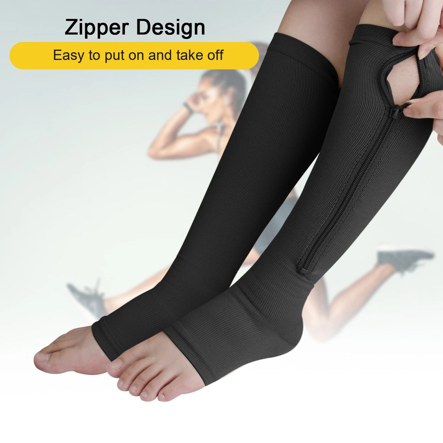 MamaDaily Zipper Compression Socks - Everyday Wear, Long Standing, Flight, Pregnancy