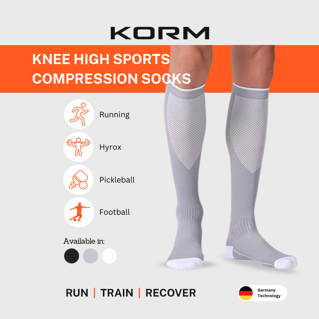 KORM Knee High Sports Compression Socks | Speed Up Recovery
