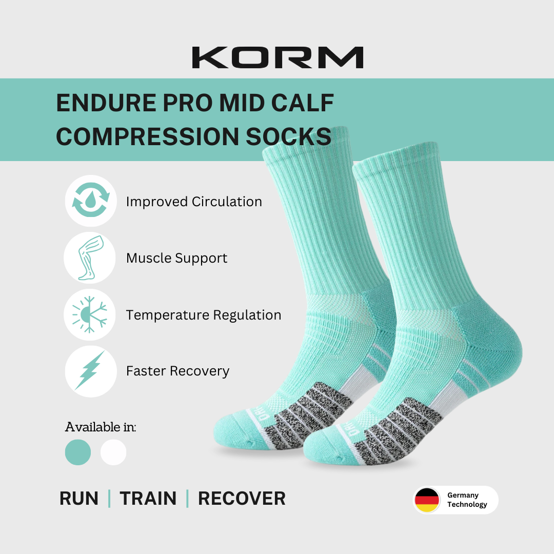 KORM Endure Pro Sports Compression Socks Mid Calf | For Better Performance