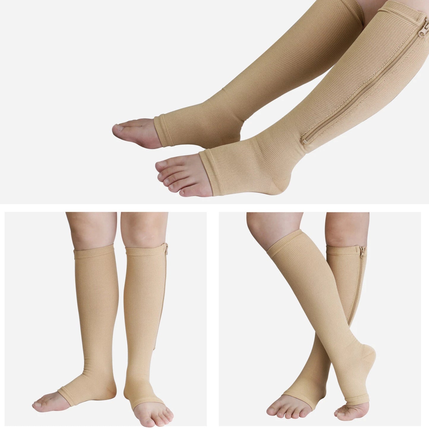 MamaDaily Zipper Compression Socks - Everyday Wear, Long Standing, Flight, Pregnancy