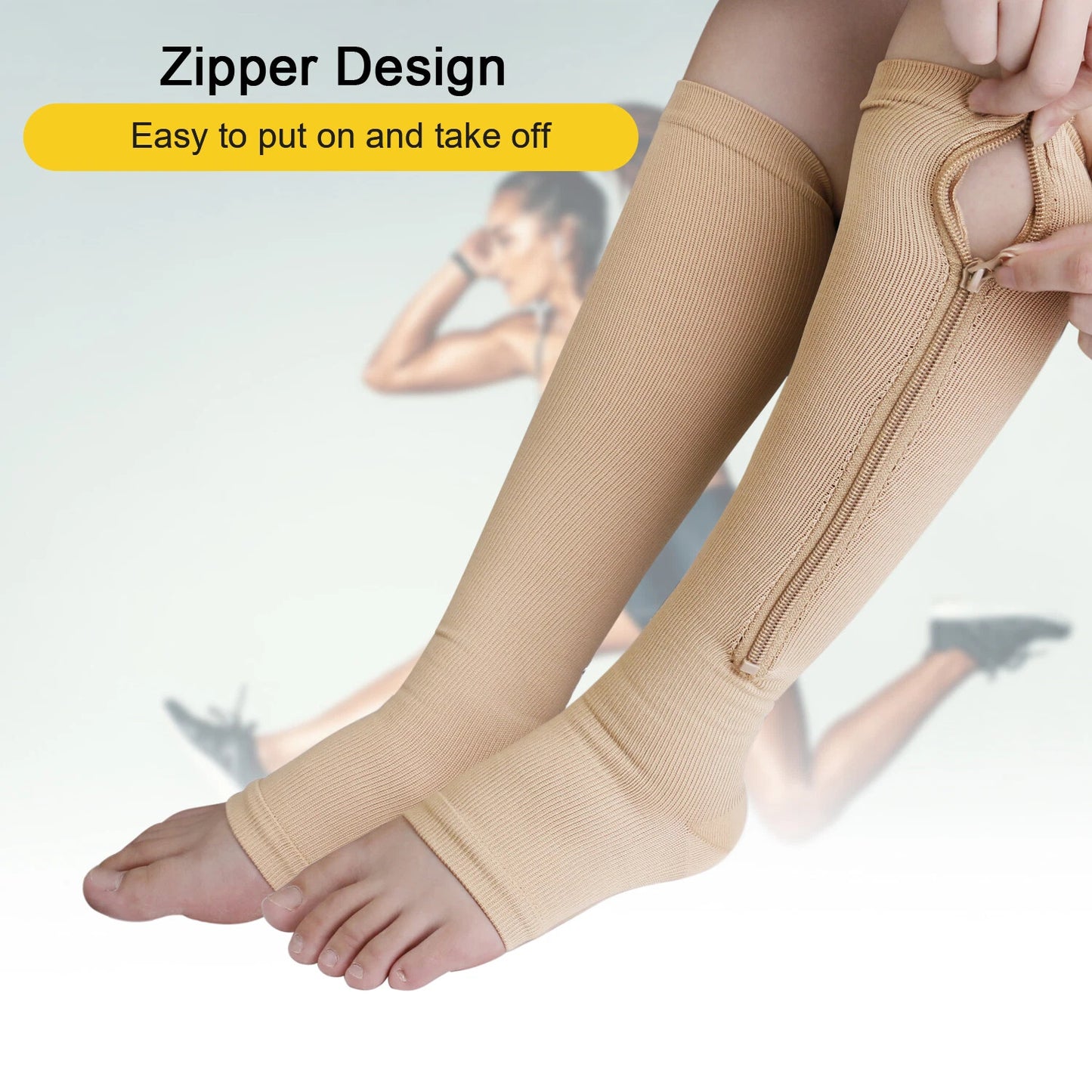 MamaDaily Zipper Compression Socks - Everyday Wear, Long Standing, Flight, Pregnancy